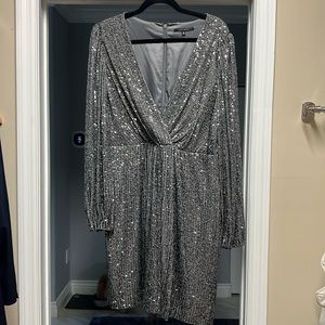 Alex Marie metallic long sleeve dress with zipper up the back size 16